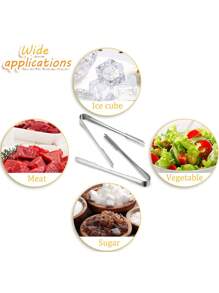 6/12/24 Pcs Stainless Steel Ice Tongs, Suitable For Appetizers, Tea Parties, Coffee Bars, Desserts, And Gatherings