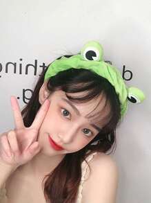 3pcs Cute Cartoon Frog Design Elastic Headbands, Korean Style Non-Slip Makeup Wash Face Hair Band Accessories Back To School