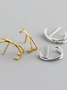 1 pièce Boucle d'oreille à tige en forme de croix en argent sterling 925, boucle d'oreille de déclaration hypoallergénique pour femme