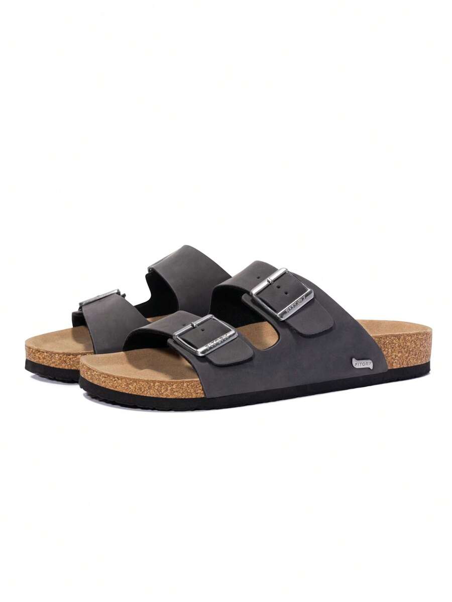 Men's Sandals Adjustable Buckle Straps Arch Support Slides For Summer 7-14 - Black - View 1