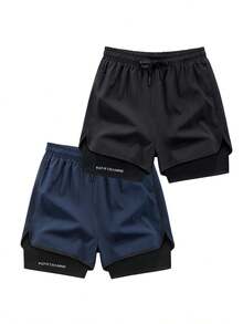 2pcs/Set Summer Sports Shorts Set, Quick-Dry & Breathable, Lightweight & Comfortable, Suitable For Fitness Training, Running, Casual Wear, Simple & Versatile In Multiple Colors - Multicolor - View 2