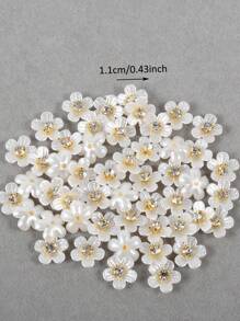 50pcs/Pack, 14mm 5-Petal Purple Redbud Flower, Gold Base Claw Crystal Resin Flower, Pearls Without Hole For Garment Decorations