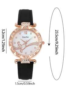 6pcs Women's Quartz Watch With Butterfly Bracelet Set