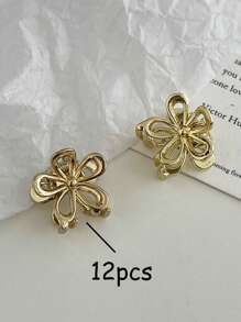 4pcs/12pcs Set Flower Decor Fashion Claw Clips For Women Hair Accessories Summer