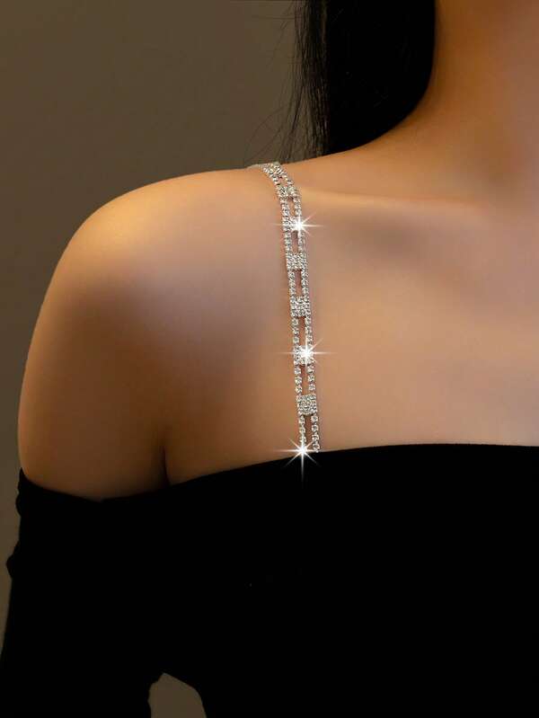 2 pares/Ajustable Rhinestone Correas de Sujetador Antideslizantes de Metal para Hombros Accesorios de Sujetador para Mujeres Vestido de Boda Bikini Correas de Sujetador para Rave