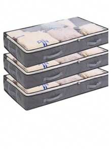 Fabric Foldable Storage Bags For Household, Clothes Blanket Organizer Box With Transparent Window, Durable Material For Sweaters, Jackets, T-Shirts, Blankets