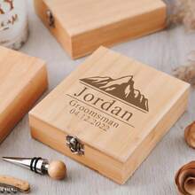 定制葡萄酒工具套装，个性化葡萄酒工具套装，送给葡萄酒爱好者的完美礼物，伴郎礼物，婚礼派对礼物，男士定制高级伴郎礼品套装，永恒的爱 - 彩色 - 查看 6