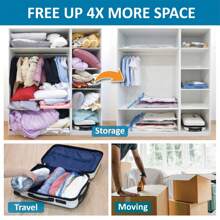 6pcs/8pcs Thick Clear Blue Edged Vacuum Compression Storage Bags For Quilt, Clothes, Travel
