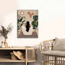 1pc Wall Arts Posters Optional Frame /Framed Pop Fashion Flowers Bathtub Leaf Abstract Wall Art Canvas Painting Boho Poster And Prints Pictures For Living Room Decor