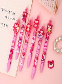 Disney Bolígrafo con botón borrable con estampado de oso rosa 3D de Disney - Útiles escolares estéticos y bonitos para la escuela, graduación, diario, toma de notas | Colección con estilo lindo