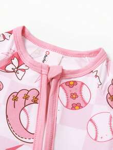 PP Bamboo Fiber Baby Long Sleeve Zipper Jumpsuit Unisex Casual - 粉色 - 查看 4