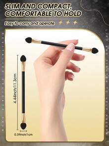 40 piezas Aplicadores de esponja para sombras de ojos de doble cara, pinceles para maquillaje de sombras de ojos - Multicolor - Ver 8