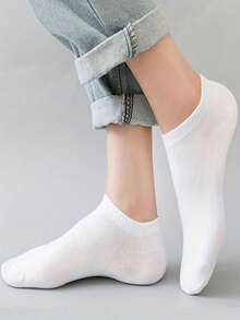 20 Pairs Solid Color Women Short Socks, Simple & Practical Multifunction - White - View 3