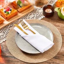 6/10 peças de jogos americanos de linho natural, jogos americanos redondos reutilizáveis de linho de 11,8 polegadas (30 cm) de espessura, toalha de mesa redonda marrom, decoração de mesa de jantar em estilo rústico, mesa de fazenda para festas