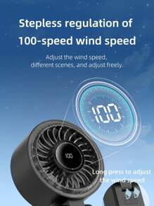 Nouveau ventilateur de refroidissement à affichage numérique - Ventilateur portable/de bureau/de cou 3 en 1, 100 vitesses de vent, batterie 1200mAh, débit d'air à grand angle, protection multi-AI, convient pour une utilisation extérieure/intérieure/étudiante
