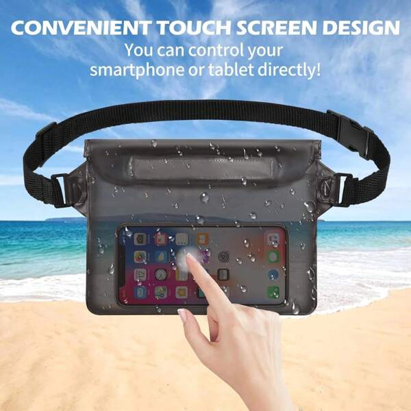 1pc Large Capacity Waterproof Phone Pocket,Triple-Layer Sealed Touch Screen Waterproof Phone Waist Bag, Suitable For Swimming, Rafting And Diving Waterproof Phone Storage Bag-Ensures The Phone Is Safe And Dry Stored Waterproof Phone Case