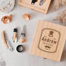 定制葡萄酒工具套装，个性化葡萄酒工具套装，送给葡萄酒爱好者的完美礼物，伴郎礼物，婚礼派对礼物，男士定制高级伴郎礼品套装，永恒的爱 - 彩色 - 查看 3