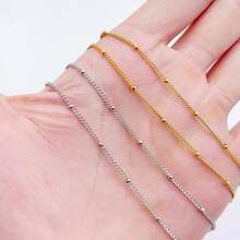 1/2 米 304 不锈钢侧十字隔片夹珠链 18k 镀金缠绕大珠链 DIY 珠宝手工链时尚项链 - 側身夾珠鏈 - 查看 2