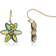 1928 Jewelry Drop & Dangle Earrings (1 Pair) - 1928 Jewelry Blue Iridescent  Glass Flower Drop Earrings - View 1