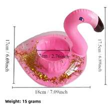1pc Inflatable Flamingo Floating Cup, Beverage Cup Holder, Swimming Pool Cup Mat, Pink Accessory, Drink Holder, Beach Essential, Beach Accessory - Multicolor - View 8