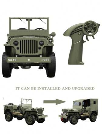 1:10 Scale 2.4G RC Off-Road Truck With Realistic Dashboard, Openable Hood, Supports Upgrades (Canopy, Winch), 45° Climbing Power By Powerful Motor, Long-Lasting RC Operation