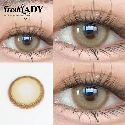 FRESH LADY Lentes de contacto de color desechables de 1 año de uso Freshlady Caramel Whirl de 14.20mm para disfraz de Halloween y cosplay