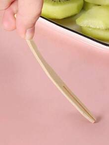 100pcs Disposable Wooden Fruit Picks, Suitable For Kitchen, Restaurant, Party, Holiday Celebration, Christmas - Beige - View 2