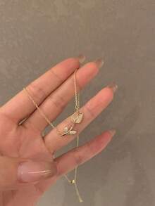 1 件时尚优雅简约郁金香花项链 - 彩色 - 查看 3