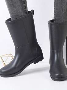 Women's Mid-Calf Rain Boots, Waterproof Shoes With Thermal Lining, Anti-Slip Soft Bottom Half-Calf Rain Boots
