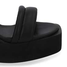 Zapato Sandalia De Plataforma Negra Abullonada De 9 Cm Con Hebilla Y Plantilla Sintética Cómoda - Negro - Ver 6