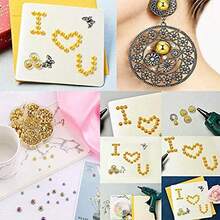 500 buah Stiker Rhinestone Mutiara Imitasi Emas 6mm untuk Dekorasi Ponsel, Kamera, Gelas, Cermin, Sepatu, Kotak Kosmetik - Emas - View 3