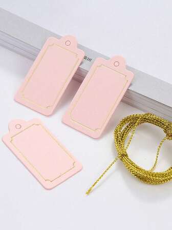 20pcs Multi-Color Foil Stamping Hang Tag With Strings, Gift Tags