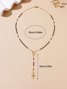 1pc 3mm Stainless Steel Bead Necklace, Fashionable European And American Style Pendant Necklace For Daily Wear