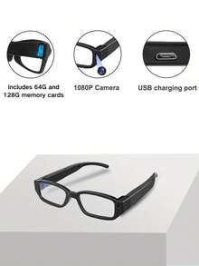 Yakison 1080P HD Video Glasses, Camera Glasses, Smart Glasses, HD Computer Network Camera, Long Battery Life, Suitable For Cycling, Driving Sports Cars, Hiking, Fishing, Coastal Beaches, Tourism, Equipped With Storage Card, Versatile Black,Includes 128GB Memory Card - Nhiều màu - Xem 9