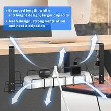 Under Desk Cable Tray Management No Drill Tidy Wire Cords Storage Rack Organizer - Black - View 4