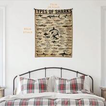 1 pezzo Arazzi da parete educativi sulle specie di squali, perfetti per gli appassionati di vita marina, camera da letto, soggiorno, camera da letto universitaria, decorazione a tema oceano con animali, in tessuto di poliestere di alta qualità, colori vivaci, idea regalo unica per strumento di apprendimento, decorazione per la casa