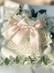 20pcs/10pcs/1pc Champagne Organza Drawstring Bags, 3.9x4.7 Inch Rose Pattern Jewelry Pouches, Wedding Party Favor Bags, Bridal Shower, Bachelorette Party Decor, Bridal Party Gifts, Wedding Guest Favors, Party, Wedding, Christmas, Valentine's Day - Champagne - View 3