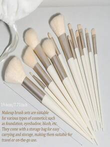 A Set Of 13 Soft And Fluffy Professional Makeup Brushes With A Storage Bag, Perfect For Travel. Ideal For Applying Foundation, Eyeshadow, And Blush, It's The Ideal Tool For Eyeshadow, Eyeliner, Foundation, And Blending. Versatile Kabuki Makeup Brushes For Creating Flawless Makeup (In Milky White),Brush Set,Makeup Brush Kit,Make Up Brush Set,Make Up Set Complete,Makeup Brush Set,Complete Makeup Kit,Brush Kit,Brushes Makeup Set,Makeup Gift Set - Yellow - View 5