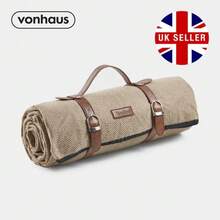 Brown Herringbone Waterproof Picnic Blanket - Brown - View 1