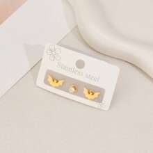 3 piezas Pendientes de mujer, de acero inoxidable, con diseño de murciélago, aptos para uso diario, pendientes de moda simple con diseño animal, regalo para festivales de mujer