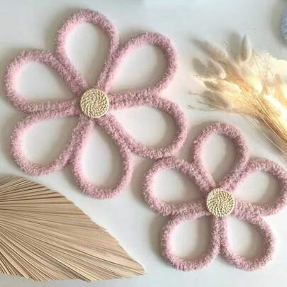 2pcs Handmade Daisy Flower Wall Hangings, Elegant Colorful Daisy Flowers, Boho Chic Daisy Floral Tapestry - Woven Wall Decor, Boho Bedroom Dorm Room Wall Art Room Decor Bedroom Decor Home Decor