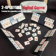 Gra w kostkę Rummy z 4 podstawkami, zestaw podróżny do gry w kostkę 106 elementów z walizką, klasyczna gra planszowa dla rodziny, cyfrowe karty do gry dla dorosłych, karty do gry na imprezę, zabawki do gier planszowych