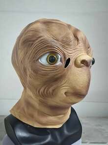 1pc E.T. Alien Mask Latex Full Face Mask - Natural Skin Tone, Large Eyes & Nose Design, Perfect For Halloween Cosplay, Anime, Horror Movie Props, Halloween Costume Accessory | Playful Design | Detailed Facial Features, Halloween Costumes