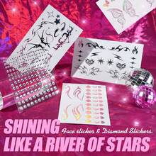 3Pcs/Set Face Sticker Eye Makeup Eyeliner Face Diamond Gem Sticker 3D Colorful Rhinestone Tattoo Eyeshadow Stickers Fo Festival Nail Body Makeup Bling Jewel DIY Decor - Multicolor - View 7