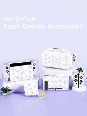 适用于 2 游戏机的配件，包括蝴蝶结和心形设计保护套、手提箱、卡带盒、底座盖，兼容 /Switch OLED/Switch Lite，是兼容 Switch 游戏玩家的最佳礼物，情人节或母亲节的浪漫礼物