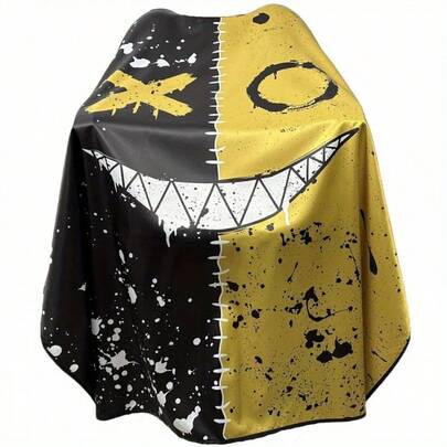 Herrmode för hårklippning med tryckknappar - svart och gul, djärv grafisk design, perfekt för hårklippningar och salongsevenemang, oumbärlig för salonger | Djärv grafisk | Justerbar axelkappa