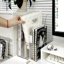 1 件透明亚克力桌面收纳架 - 文件整理器和杂志架，适用于办公文具用品、返校用品、学校用品