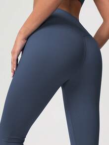 Sodalemon Women Solid Color Simple Design Yoga Pants Tight Fitness Outdoor Training Sport Leggings