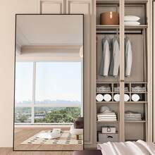 CASSILANDO 180x80cm Standing Mirror, Black Floor Large Mirror, Standing Mirror, Against Wall For Bedroom, Panel And Wall-Mounted Thin Frame Mirror - 黑色 - 查看 4