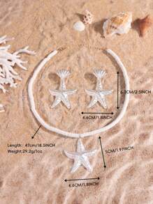Set de 2 piezas de collar y aretes de estilo bohemio de playa con conchas y estrellas de mar que cambian de color con los rayos UV, joyas de playa que cambian de color sensibles a los rayos UV